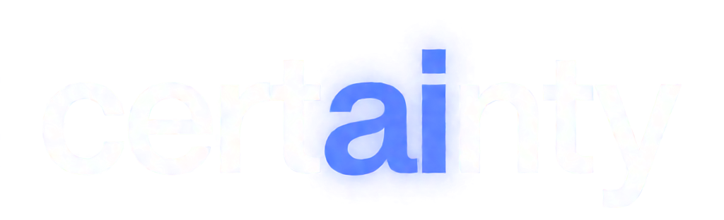 The word certainty, with the letters a and i highlighted in blue